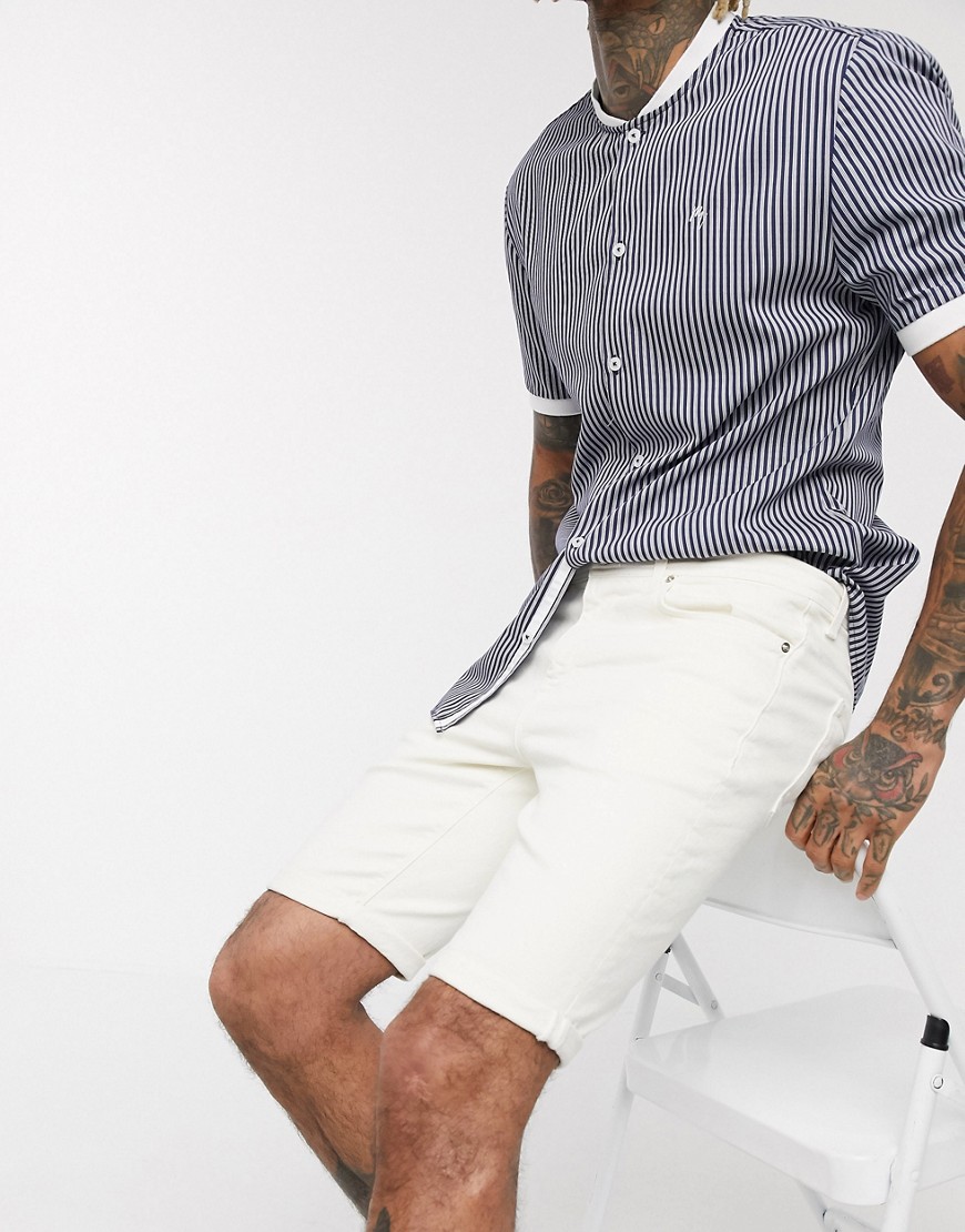 River Island skinny denim shorts in off white