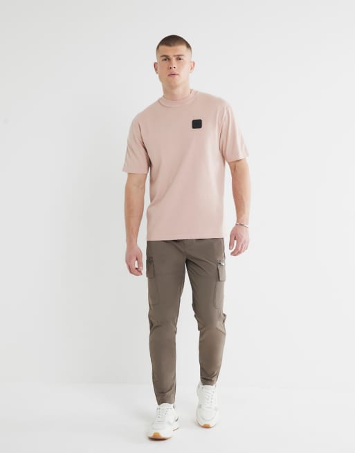 River Island Skinny fit cargo trousers in stone - medium