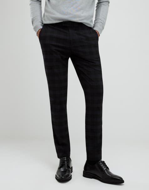 River Island Skinny fit check trousers in black - view 1