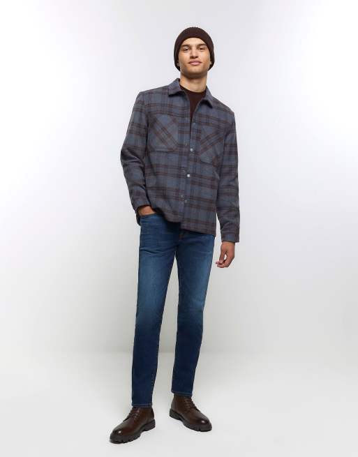 River Island - Skinny-fit jeans in donkerblauw