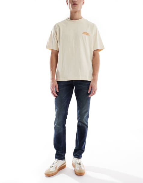 River Island skinny fit jeans in faded darkwash blue  - view 1