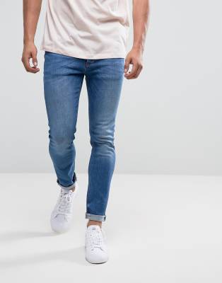 River Island Skinny Fit Jeans In Mid Wash Blue
