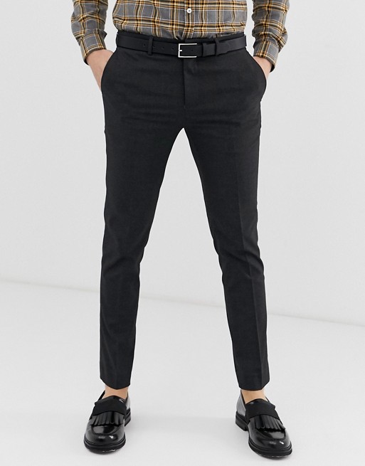 River Island Skinny Fit Smart Trousers In Charcoal | ASOS