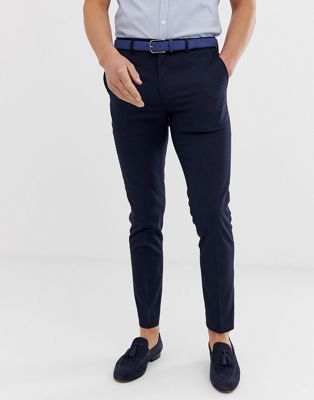 River Island skinny fit smart trousers in navy | ASOS