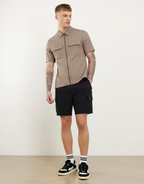 River Island Skinny fit stretch cargo shorts in black - view 1