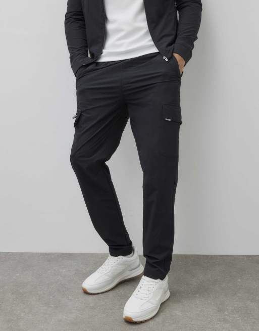 River Island Skinny fit stretch cargo trousers in black, 4 of 4