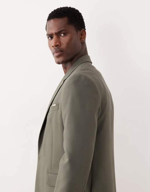 River Island skinny fit suit jacket in medium green, 4 of 5