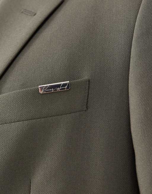 River Island skinny fit suit jacket in medium green, 5 of 5