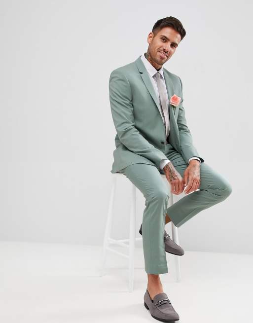 River Island skinny fit suit jacket in mint | ASOS