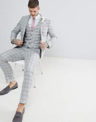 skinny fit check suit