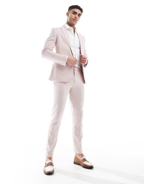 River Island skinny fit suit pants in medium pink - view 1