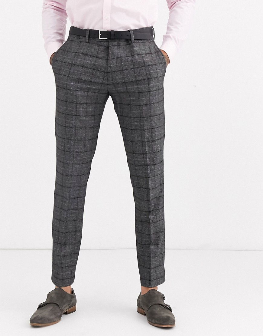 River Island skinny fit suit trousers in grey check