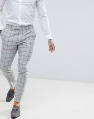 skinny grey check trousers