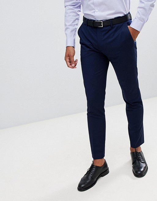 River Island Skinny Fit Suit Trousers In Navy
