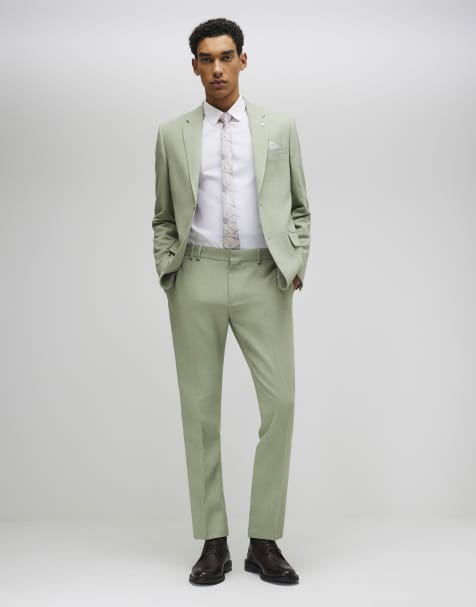 River Island Skinny fit tailored suit trousers in green - view 1
