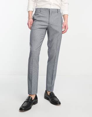 River Island skinny houndstooth suit pants in blue