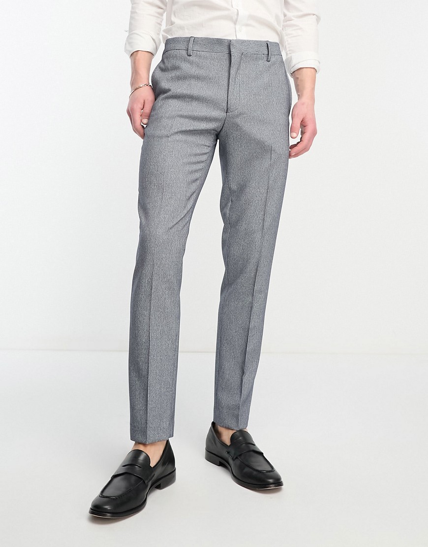 River Island Skinny Houndstooth Suit Pants In Blue