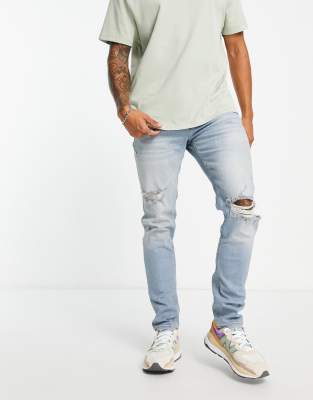 River Island Skinny Jeans In Light Blue - ASOS Price Checker