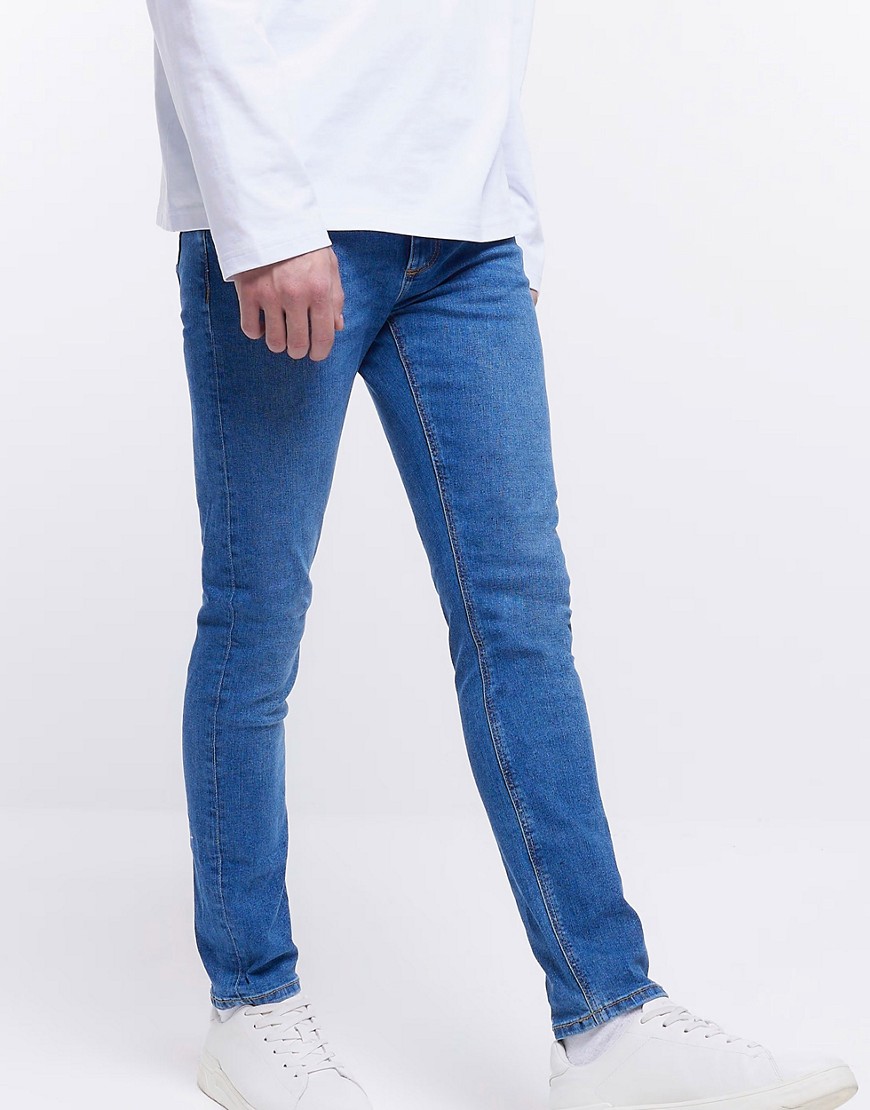 River Island Skinny Jeans In Mid Blue