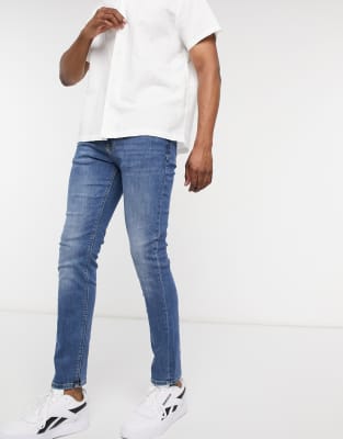 mid blue skinny jeans mens