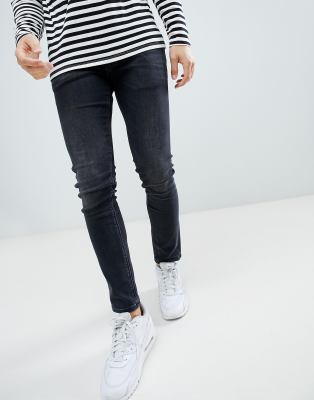 washed black stretch skinny jeans