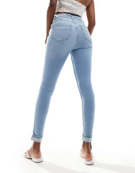 River Island - Skinny jeans met hoge taille in lichtblauw, 3 van 5