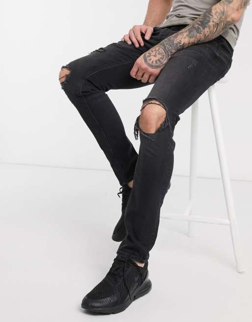 River Island - Skinny jeans met scheuren in zwarte wassing, 2 van 4