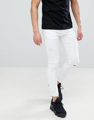 River Island Skinny Jeans With Rips In White