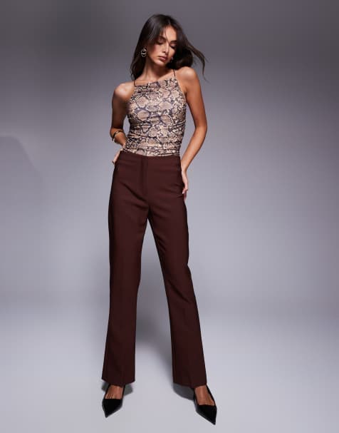 River Island skinny leg trouser in brown - view 1
