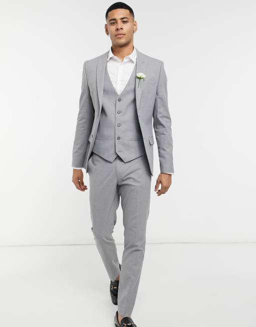 River Island - skinny pasform suitjakke i grå, 4 af 4