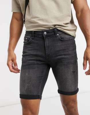 jean shorts men black
