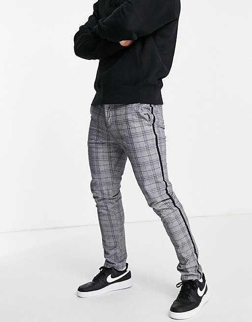 River Island skinny smart check trousers in grey
