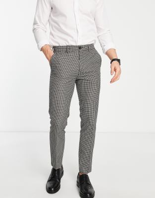 River Island skinny smart trousers in brown check