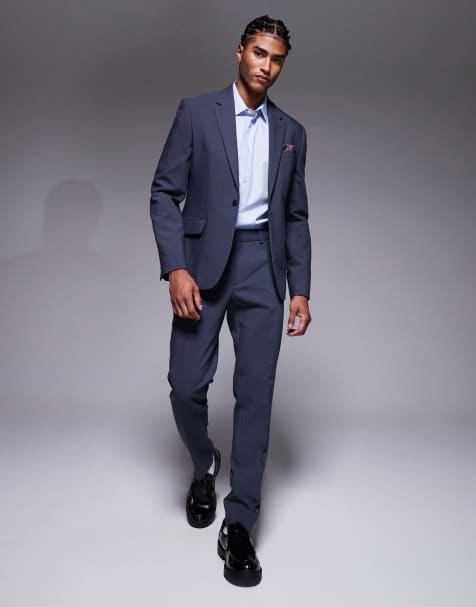 River Island skinny suit in blue - view 1