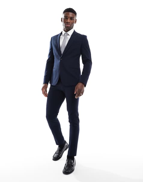 River Island skinny suit in navy - view 1