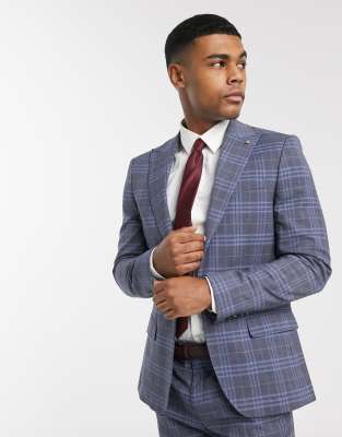 asos blue check suit