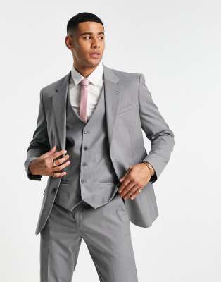 River Island skinny suit jacket in grey - ASOS Price Checker
