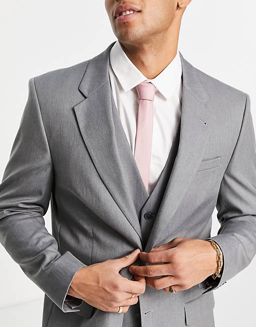  River Island skinny suit jacket in grey 