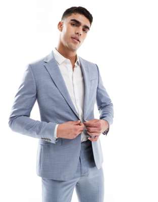Skinny Suit Jacket In Light Blue