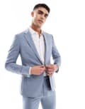 [River Island] River Island Skinny Suit Jacket In Light Blue 42R Blue - light