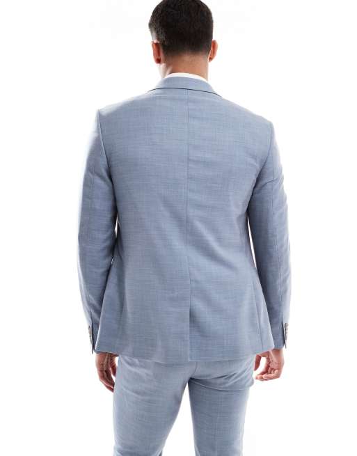 River Island Skinny Suit Jacket In Light Blue