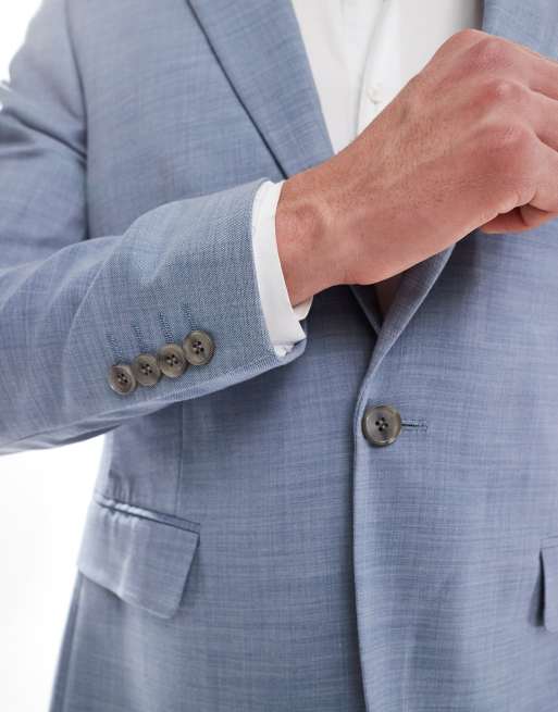 River Island Skinny Suit Jacket In Light Blue
