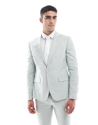 skinny suit jacket in light green