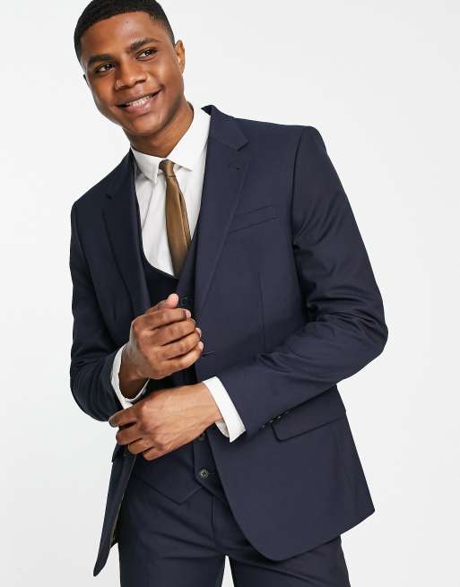 River Island skinny suit jacket in navy ASOS