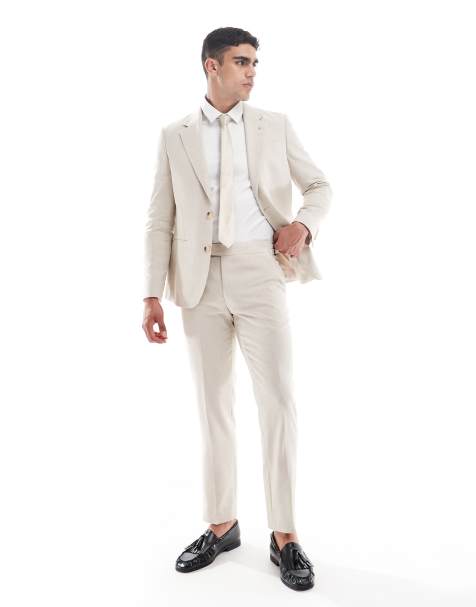 River Island skinny suit pants in beige - view 1