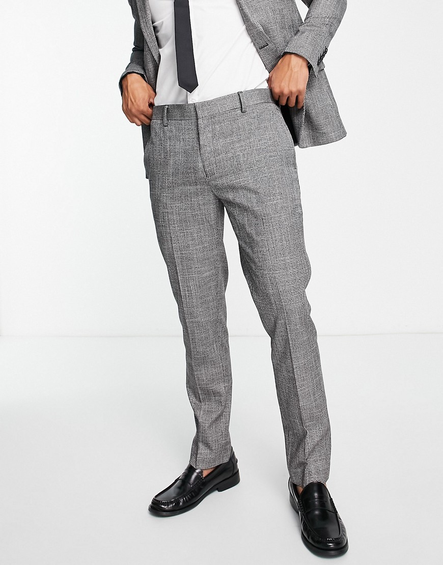 River Island Skinny Suit Pants In Hounds Tooth-gray