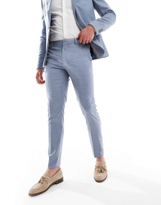 River Island Skinny Suit Pants In Light Blue
