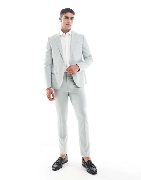 River Island skinny suit pants in light green - view 1