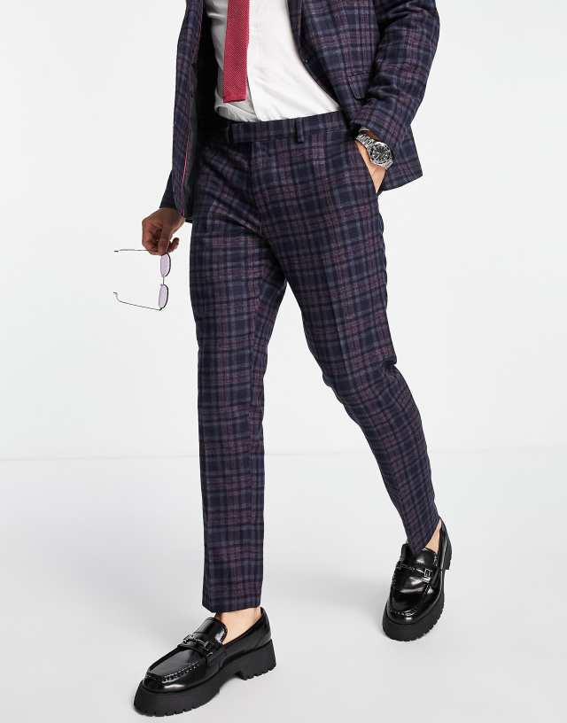 River Island skinny suit pants in navy check