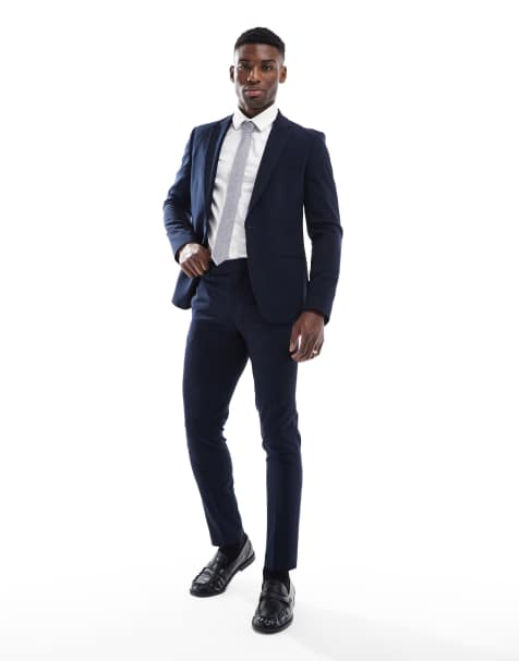 River Island skinny suit pants in navy - view 1
